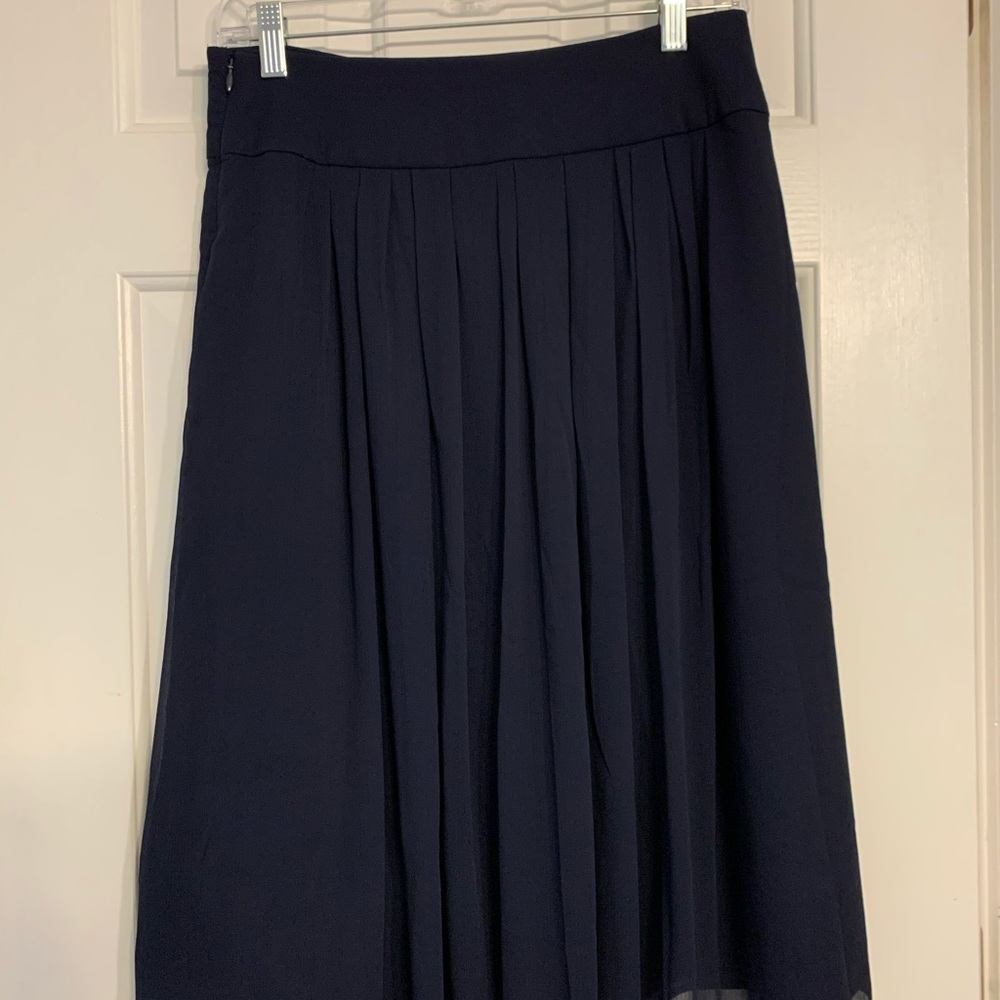 Navy Blue White House Black Market Flowy Skirt